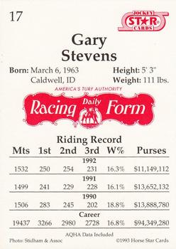 1993 Jockey Star #17 Gary Stevens Back